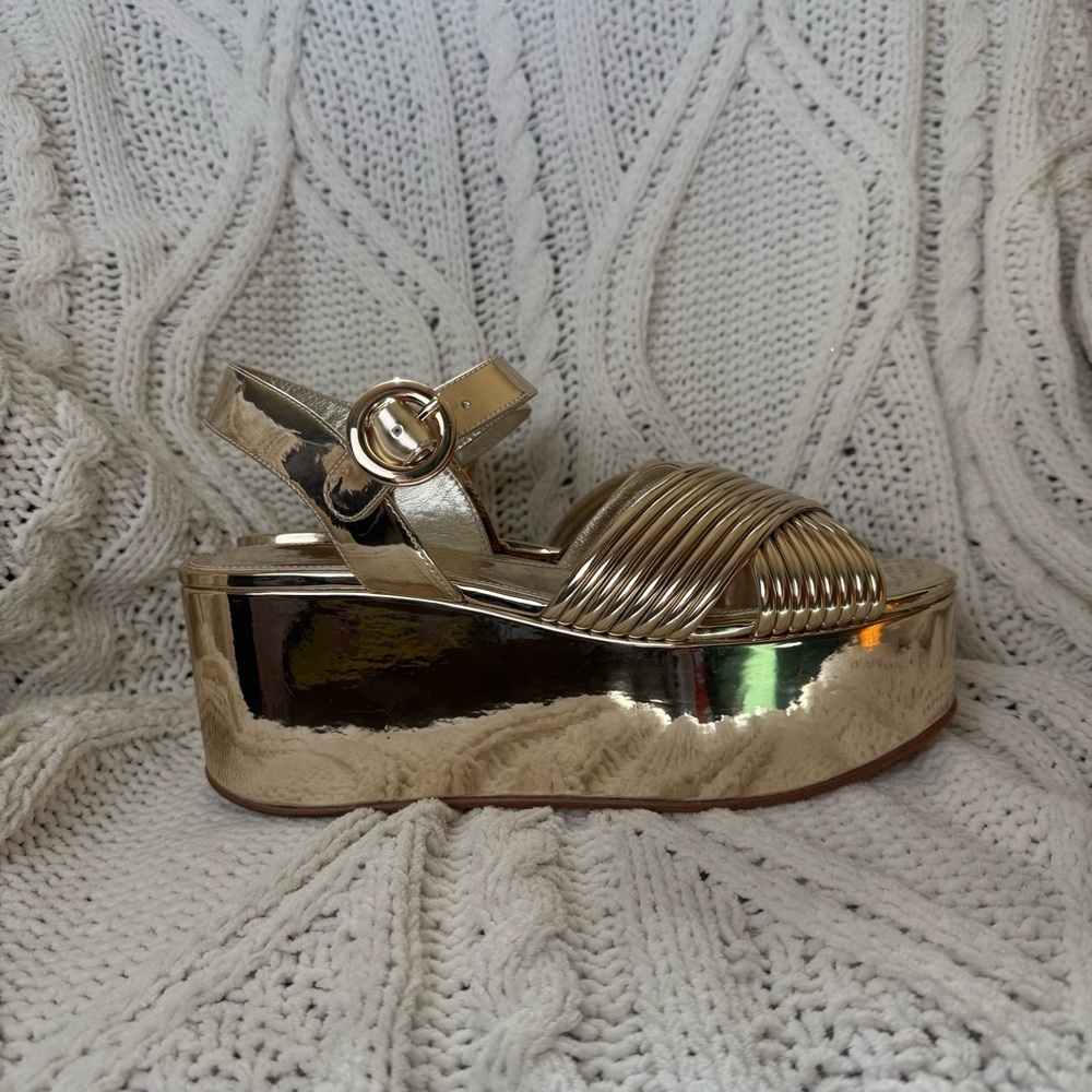 Tory Burch Bombe Cross Strap Platform Size 8 1/2 - Picture 3 of 8